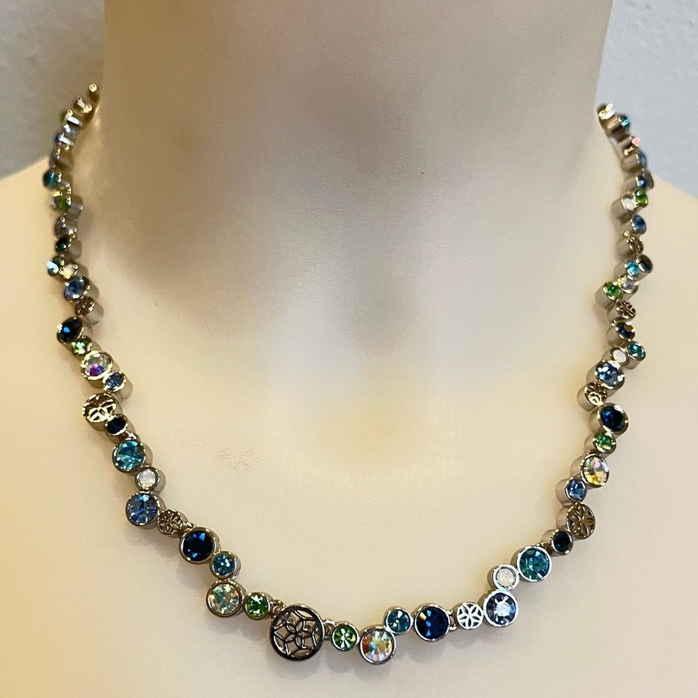 Lia Sophia "Happy Hour" Necklace Multicolor Crystal Silver Tone- NWT